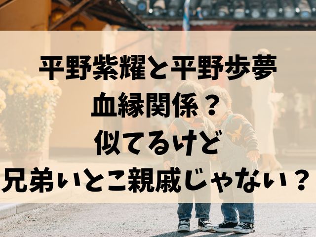 平野紫耀と平野歩夢は血縁関係？似てるけど兄弟いとこ親戚じゃない？