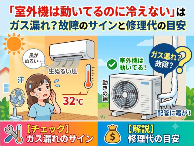 「室外機は動いてるのに冷えない」はガス漏れ？故障のサインと修理代の目安