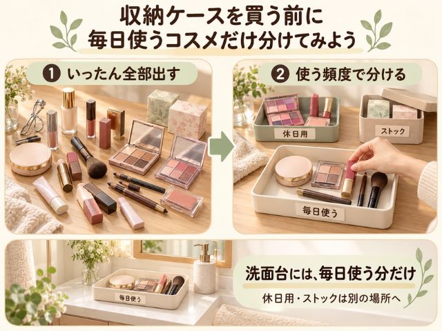 ったのに引き出せない…を防ぐ!狭い洗面台のコスメ収納と寸法チェック